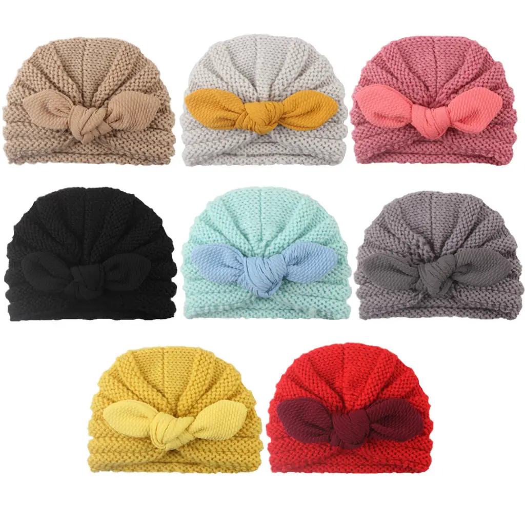 New Baby Knit Hat with Yellow Bow for Boys Girls - Image 9