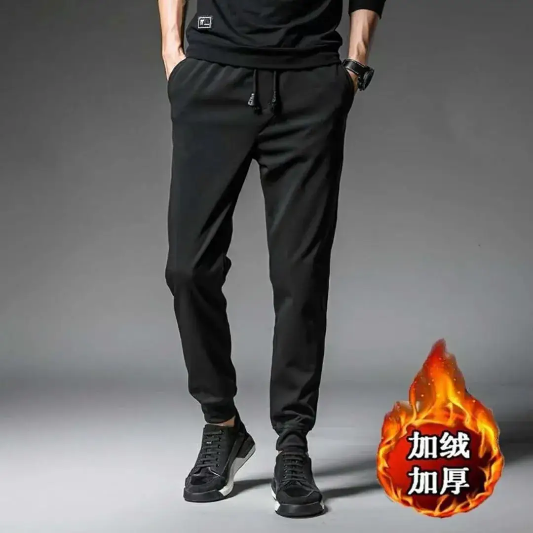 Fleece Lined Warm Pants for Men Ankle-Tied Harem Style - Image 11