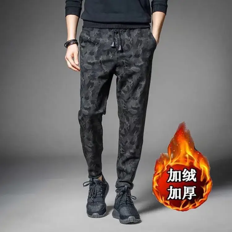 Fleece Lined Warm Pants for Men Ankle-Tied Harem Style - Image 13