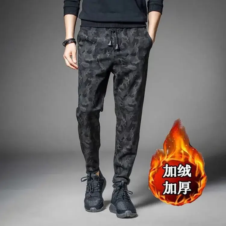 Fleece Lined Warm Pants for Men Ankle-Tied Harem Style - Image 4