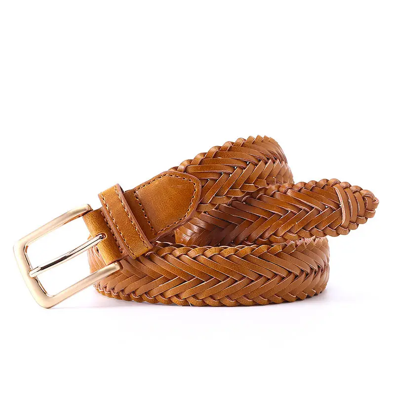 Black Braided Women's Belt with Gold Buckle - Image 4
