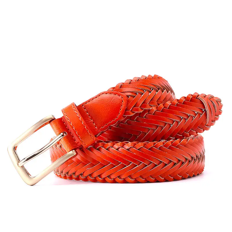 Black Braided Women's Belt with Gold Buckle - Image 5