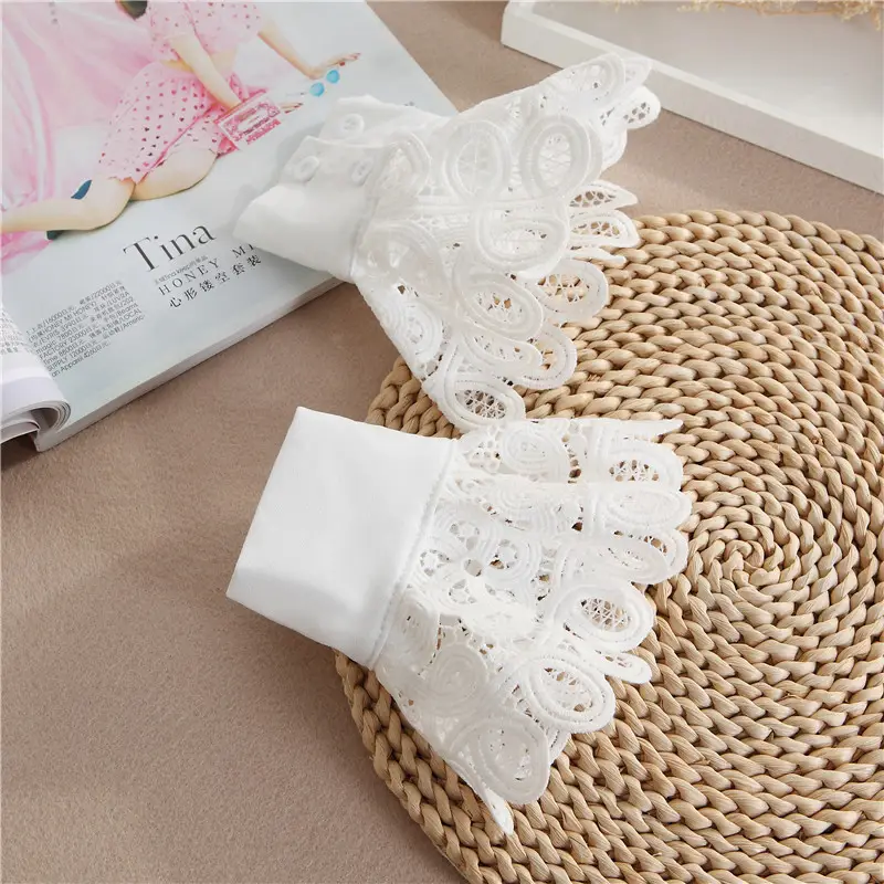 White Lace Cuff Accessory for Women - Image 5