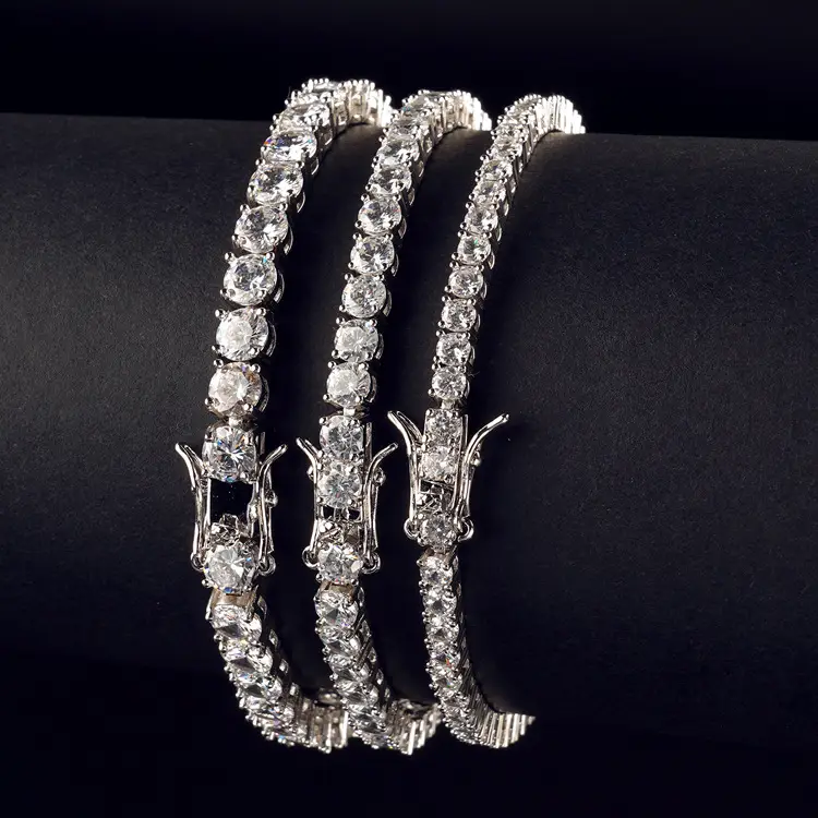 European & American Hip-Hop Tennis Bracelet 3mm 4mm 5mm Single Row Diamond Copper Micro-Paved Zircon - Image 2