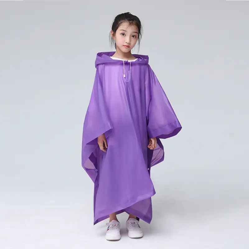 Children's Grey Raincoat Poncho Set EVA Hooded Coat - Image 4