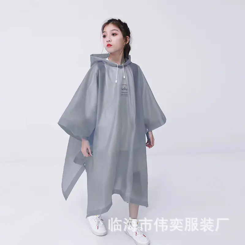 Children's Grey Raincoat Poncho Set EVA Hooded Coat - Image 6