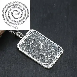 Feilong Dragon Pendant 99 Foot Silver Men's Necklace - Image 3