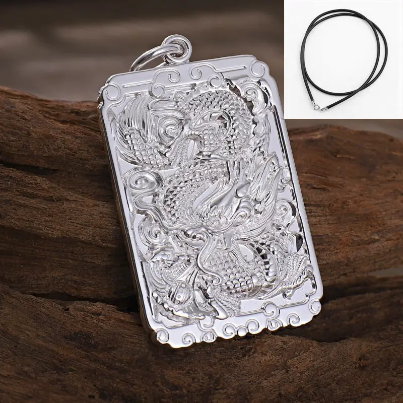 Feilong Dragon Pendant 99 Foot Silver Men's Necklace - Image 5