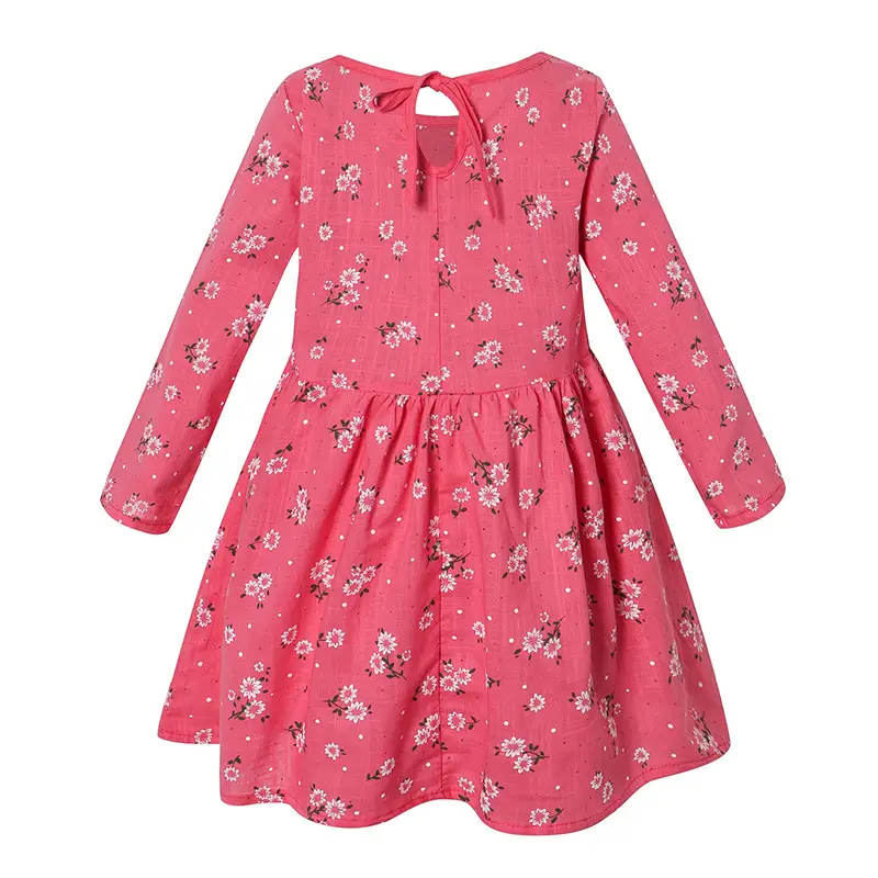 Pink Floral Long Sleeve Dress for Girls - Image 5