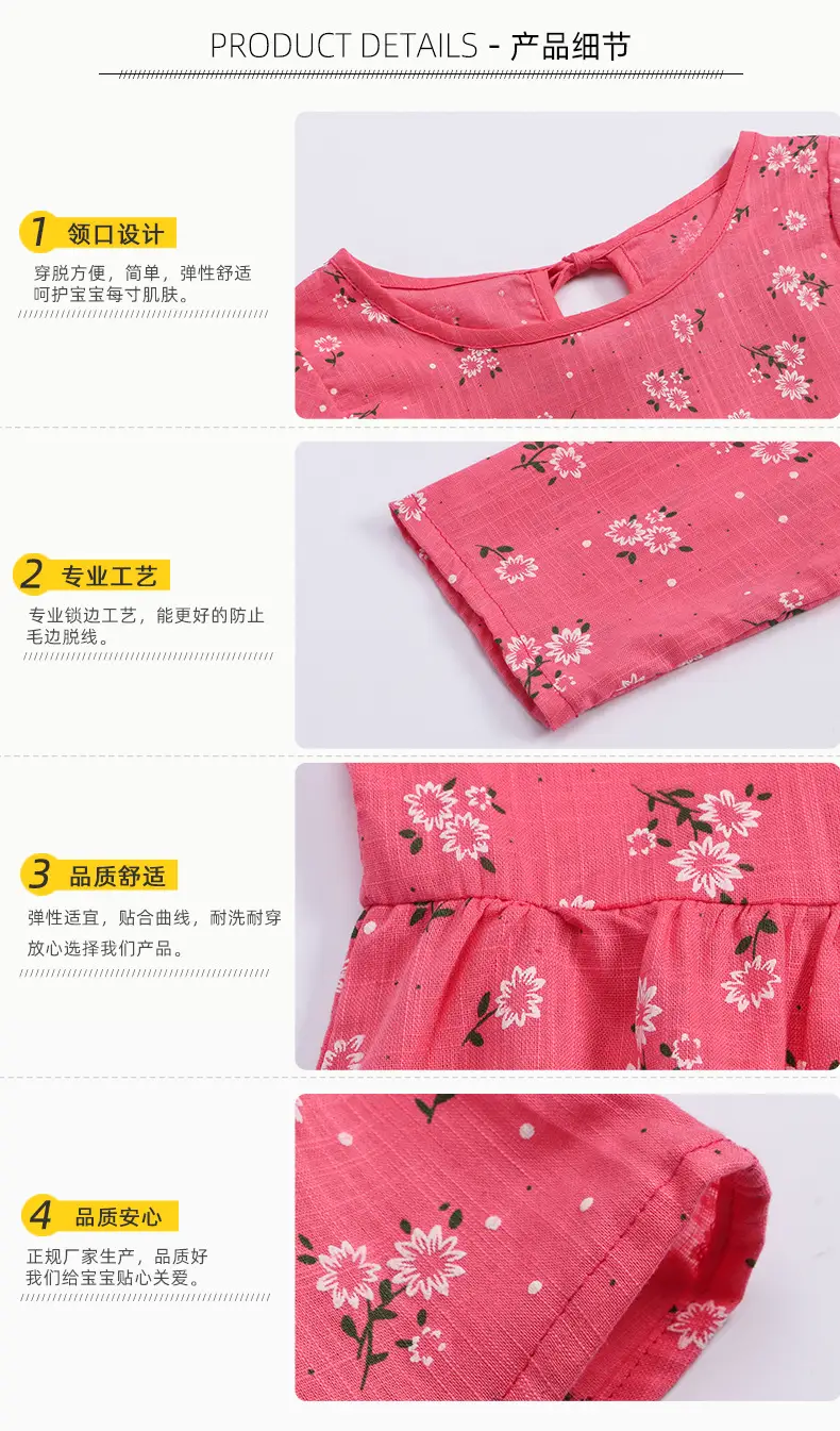Pink Floral Long Sleeve Dress for Girls — feature 13