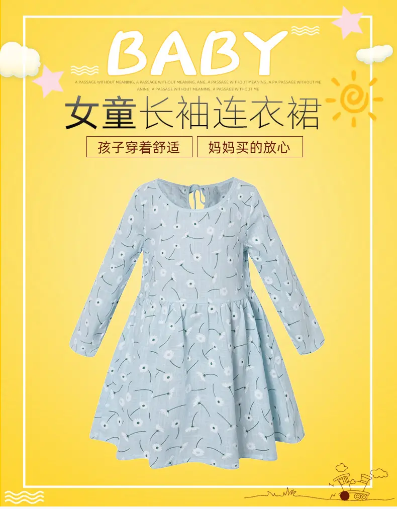 Pink Floral Long Sleeve Dress for Girls — feature 2