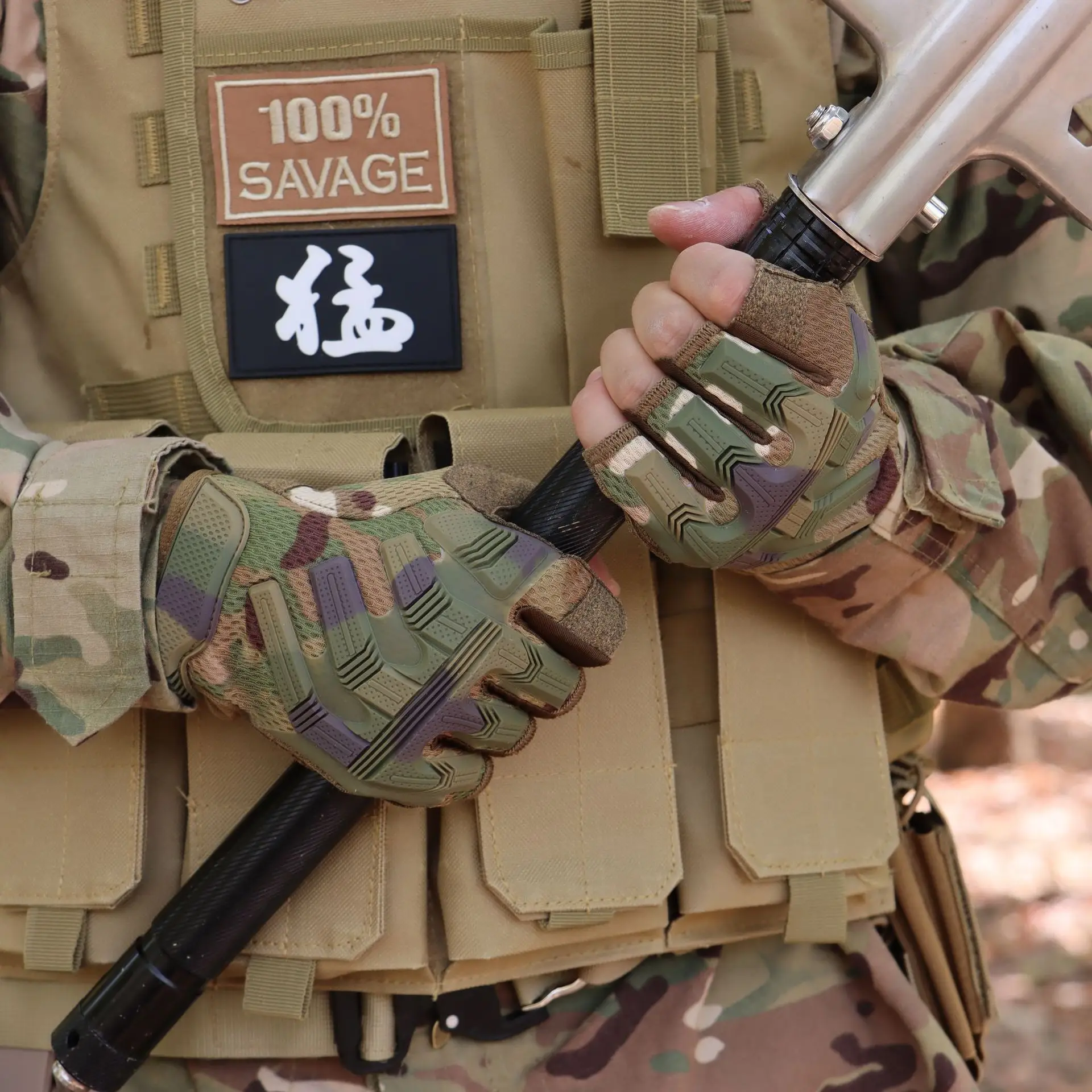 Tactical Military Gloves Green Purple Waterproof Grip