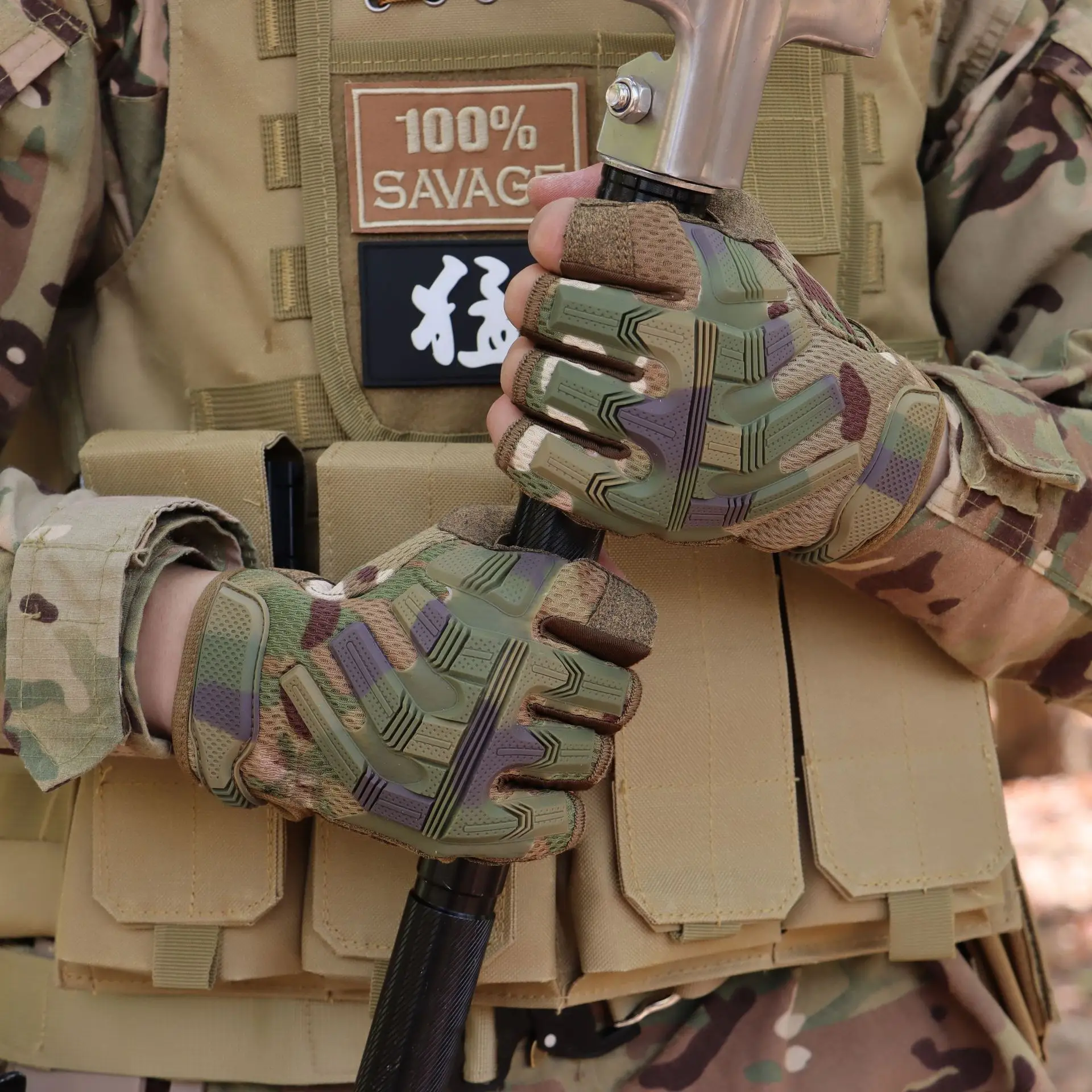 Tactical Military Gloves Green Purple Waterproof Grip
