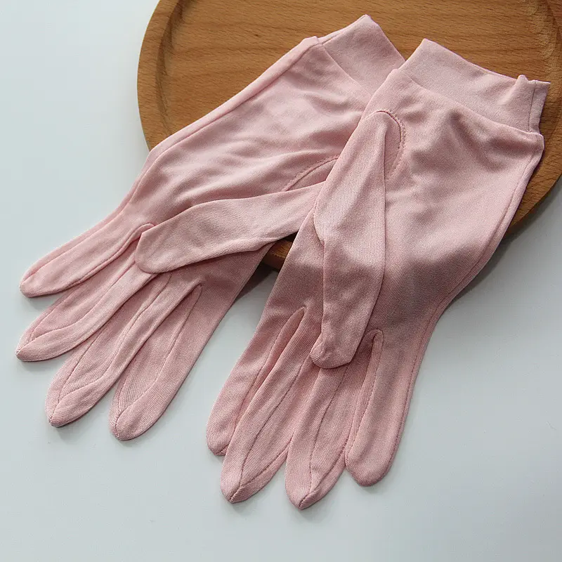 Wholesale Silk Sunscreen Gloves Women's 5-Finger White - Image 2