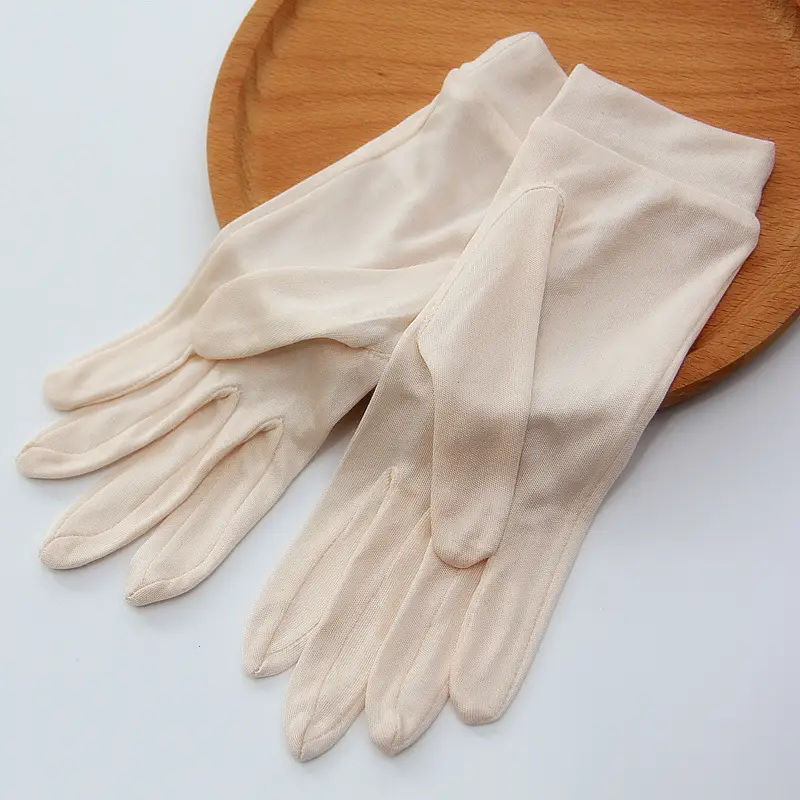 Wholesale Silk Sunscreen Gloves Women's 5-Finger White - Image 3