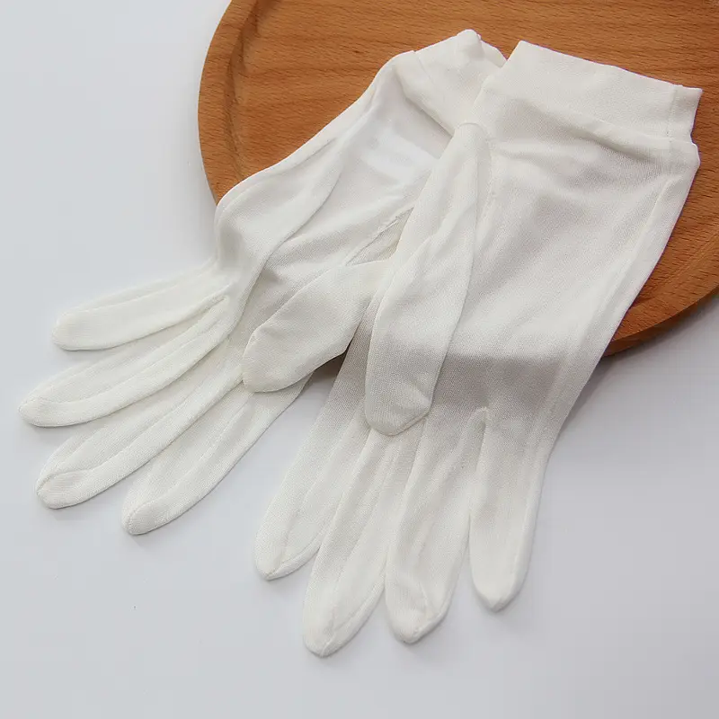Wholesale Silk Sunscreen Gloves Women's 5-Finger White - Image 4