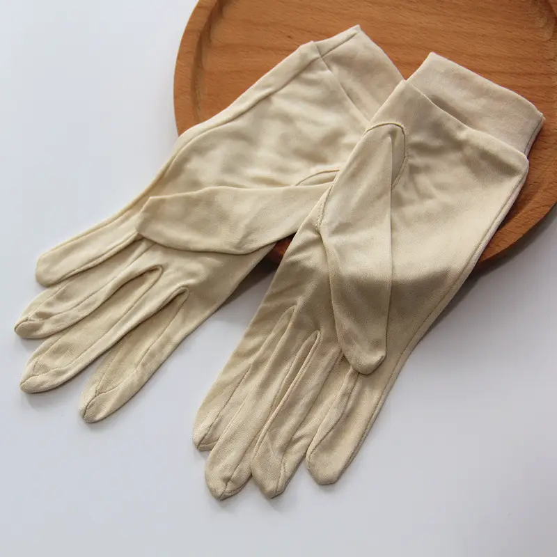 Wholesale Silk Sunscreen Gloves Women's 5-Finger White - Image 6