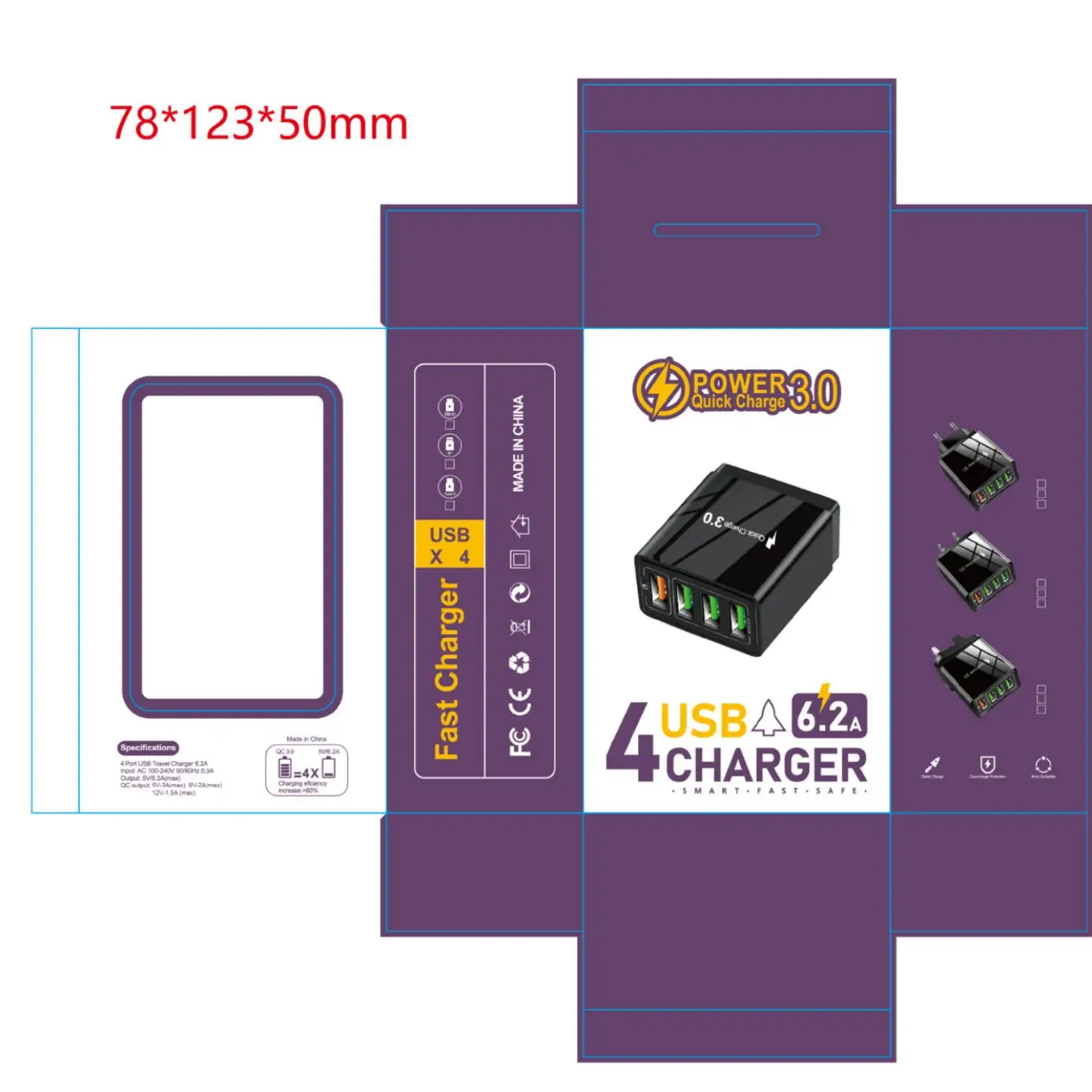 5.1A QC3.0 4USB Fast Charging Mobile Phone Charger - Image 5