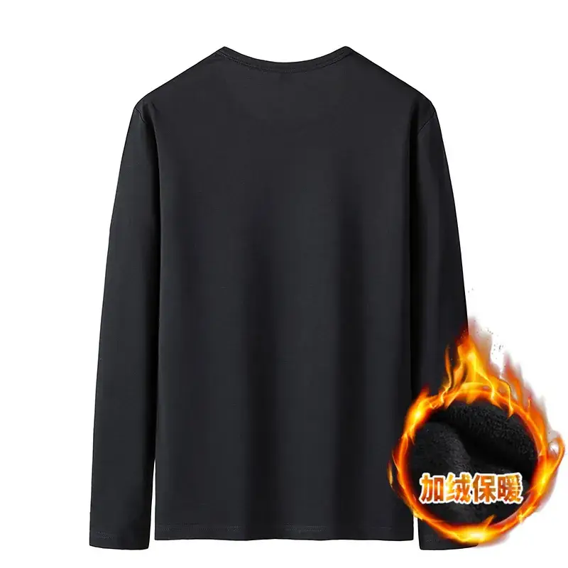 Men Black Hoodless T-Shirt Light Blue Fleece Lined - Image 7
