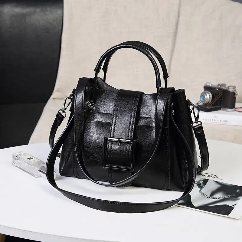 2023 New Large Capacity Grey Leather Handbag for Women - Image 2