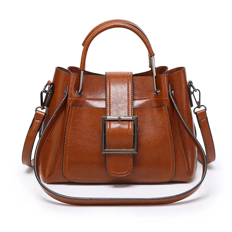 2023 New Large Capacity Grey Leather Handbag for Women - Image 7