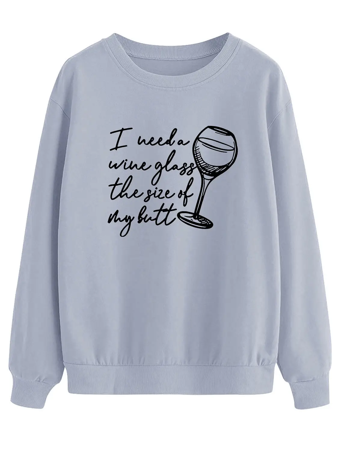 Black Round Neck Sweatshirt with Wine Glass Design - Image 3
