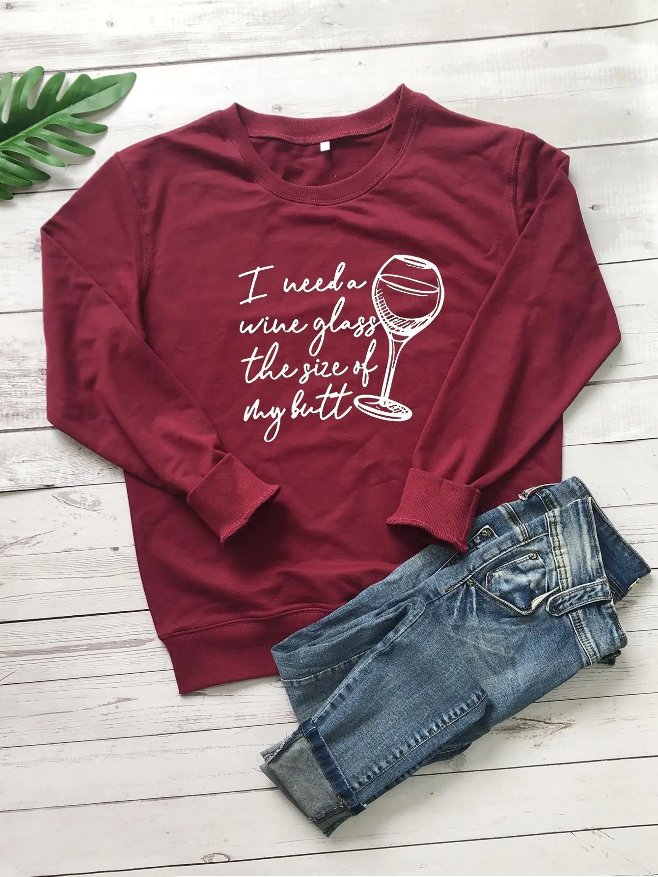 Black Round Neck Sweatshirt with Wine Glass Design - Image 6