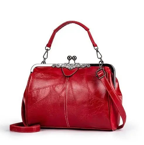 Red Women's Clip Bag with Detachable Strap
