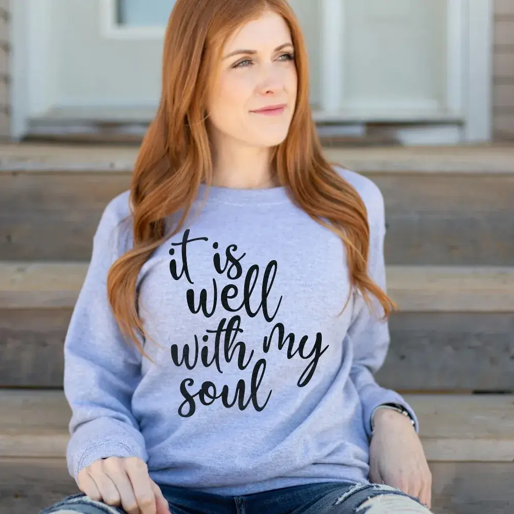Pink Round Neck Sweatshirt with "It's Well With My Soul" Print - Image 3