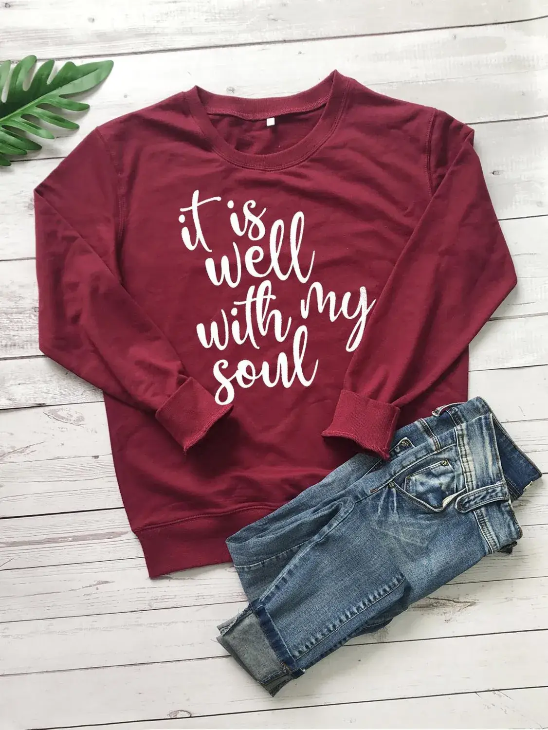 Pink Round Neck Sweatshirt with "It's Well With My Soul" Print - Image 6