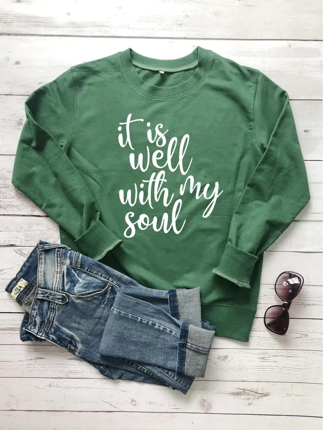 Pink Round Neck Sweatshirt with "It's Well With My Soul" Print - Image 7