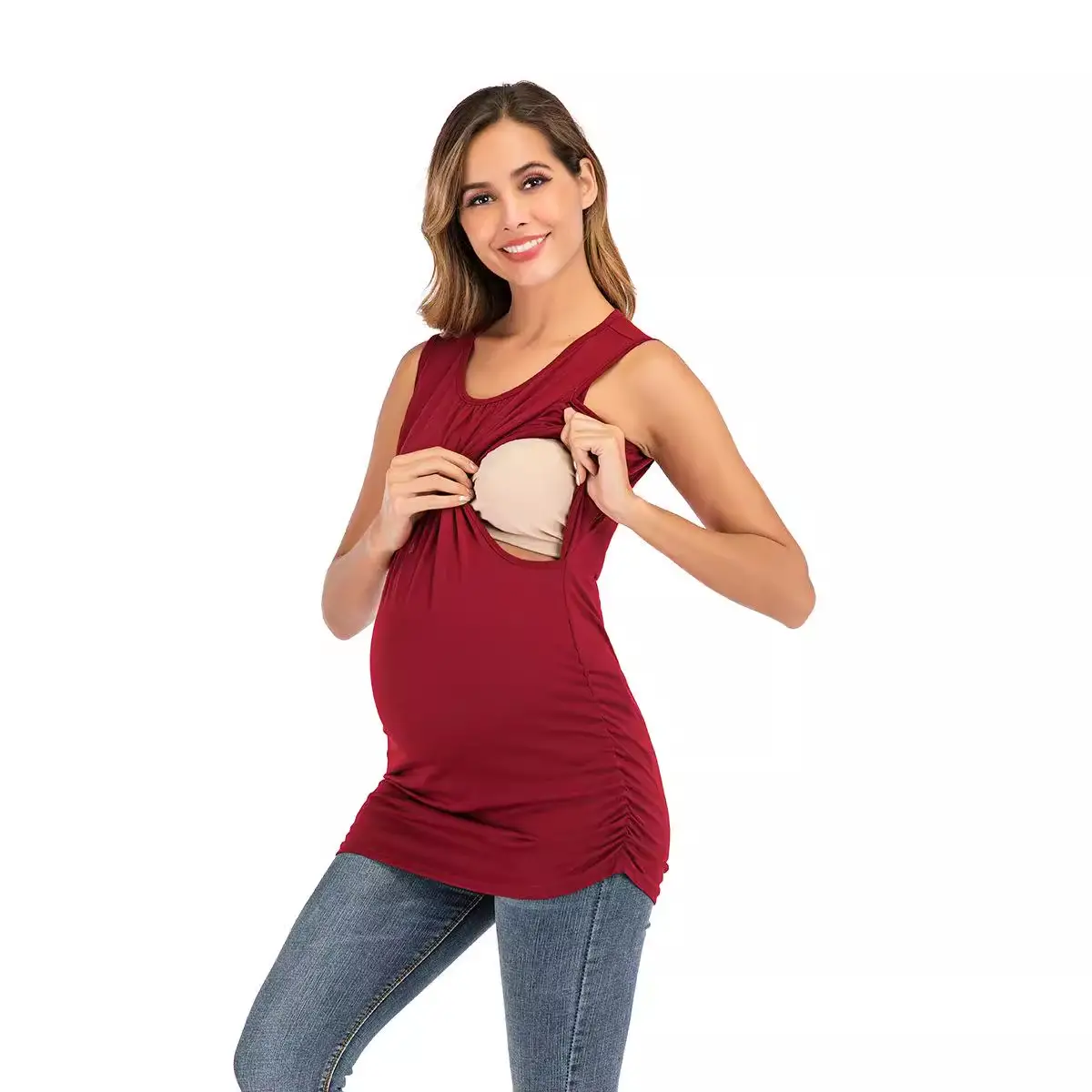 Maternity Round Neck Vests Solid Color New Design - Image 2