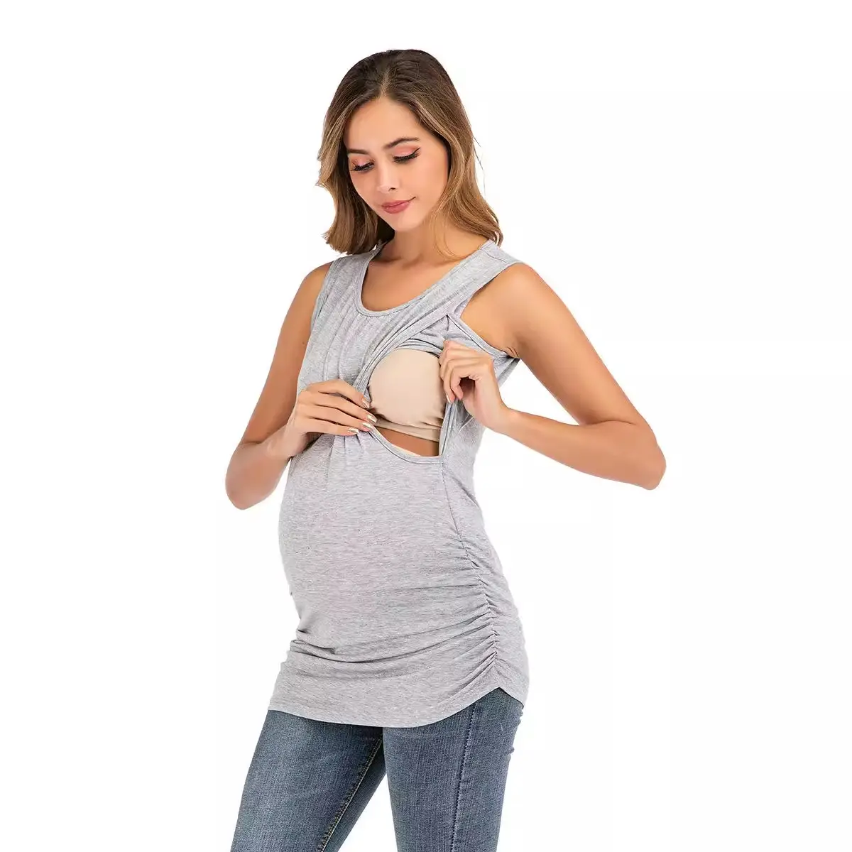 Maternity Round Neck Vests Solid Color New Design - Image 3