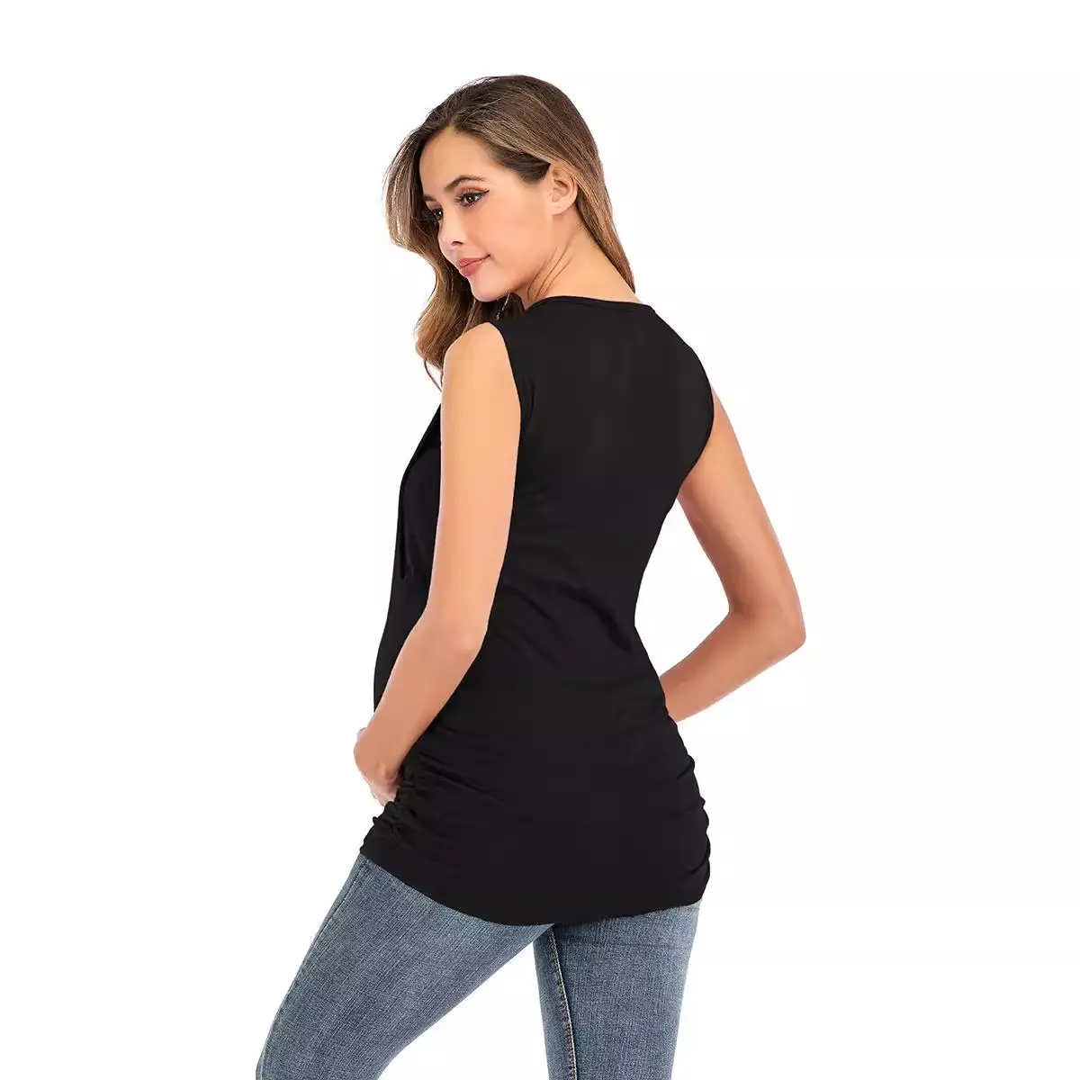 Maternity Round Neck Vests Solid Color New Design - Image 5