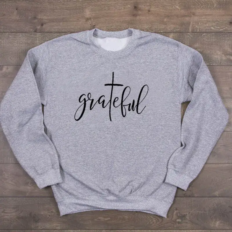 Black Grateful Letter Crewneck Sweatshirt