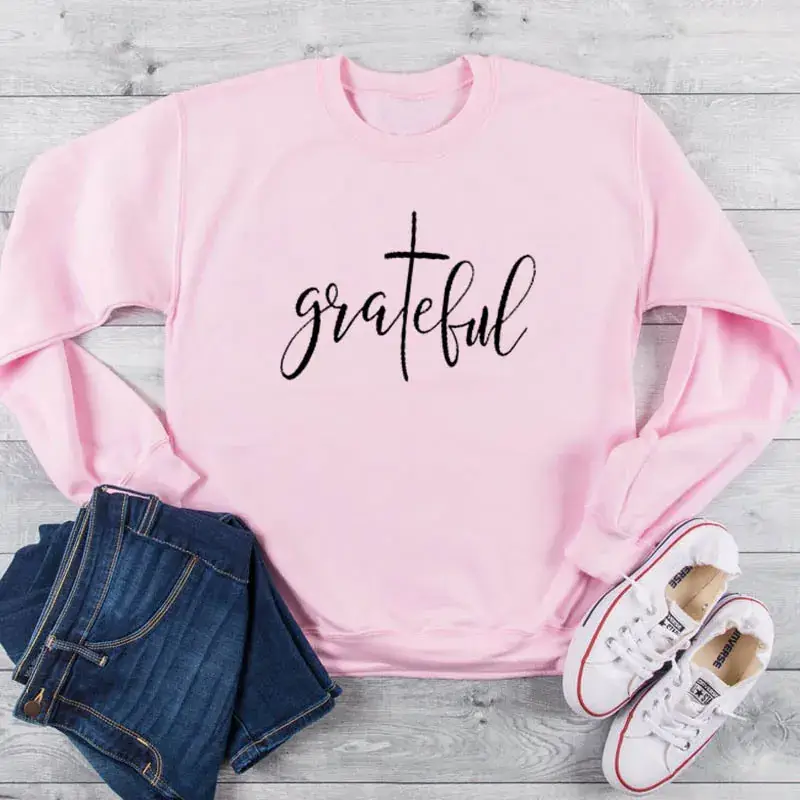 Black Grateful Letter Crewneck Sweatshirt