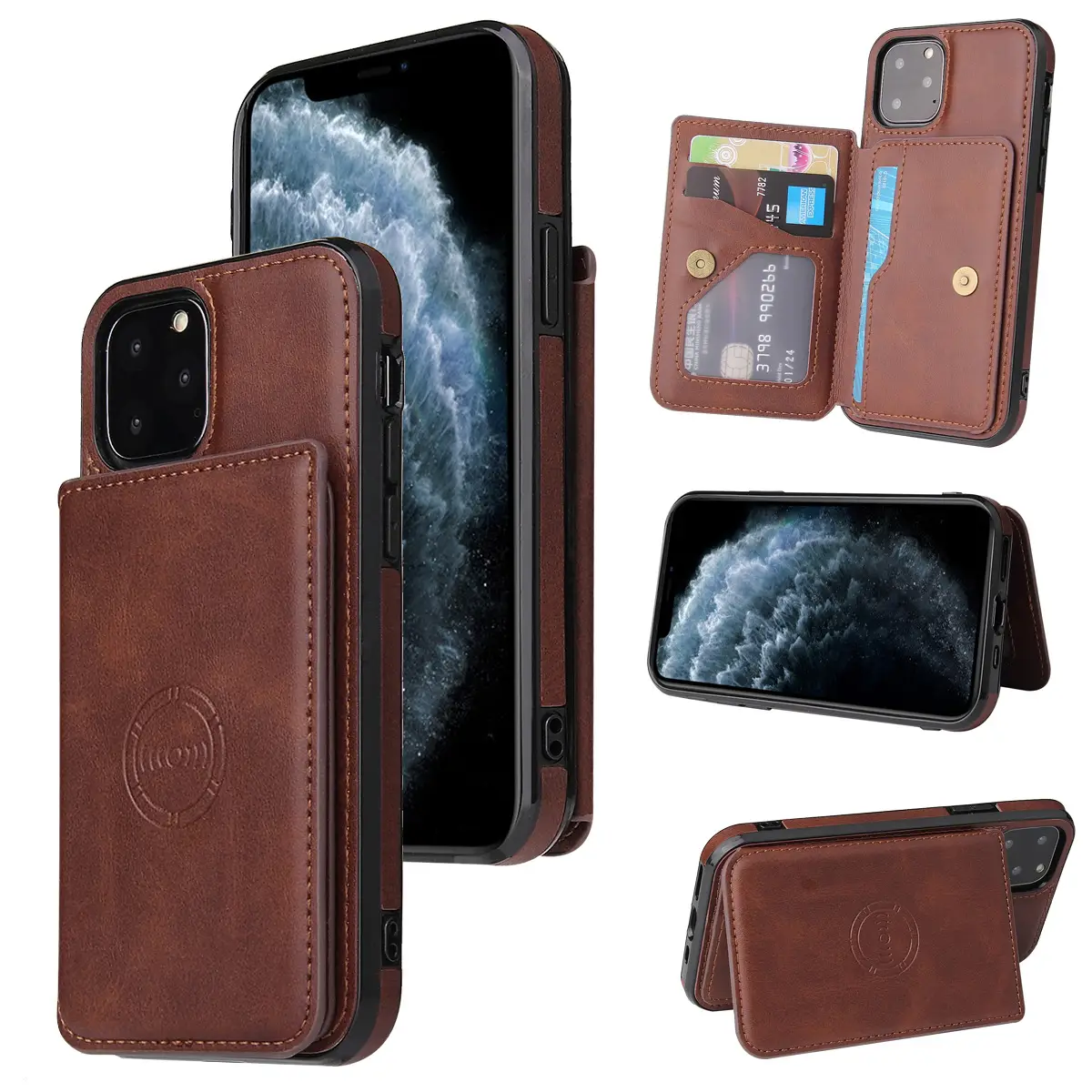 Iphone15Promax Magnetic Wallet Case with Calf Pattern - Image 4