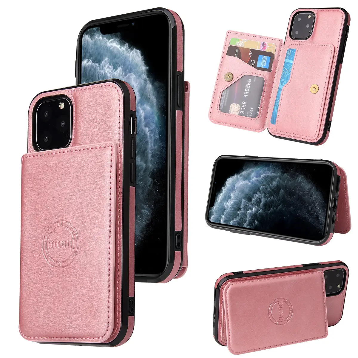 Iphone15Promax Magnetic Wallet Case with Calf Pattern - Image 5