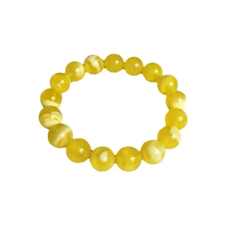 Yellow Synthetic Round Bead Bracelet for Men Women - Image 5