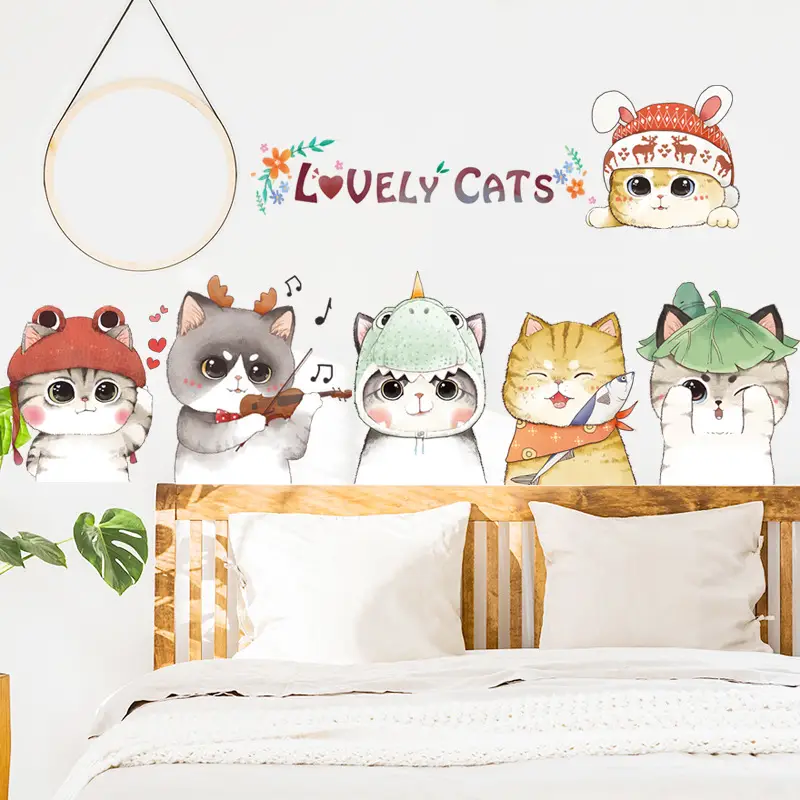 Cute Cat Wall Stickers for Bedroom Decor - Image 2