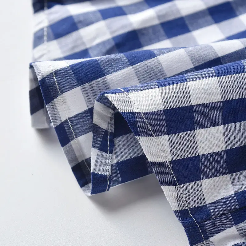 Baby Plaid Bow Tie Shorts Set Brown Blue