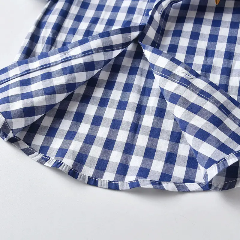 Baby Plaid Bow Tie Shorts Set Brown Blue