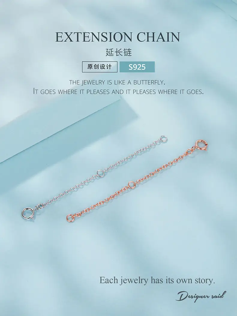 Evelle Sterling Silver Necklace Extension Chain 6cm 10cm — feature 2