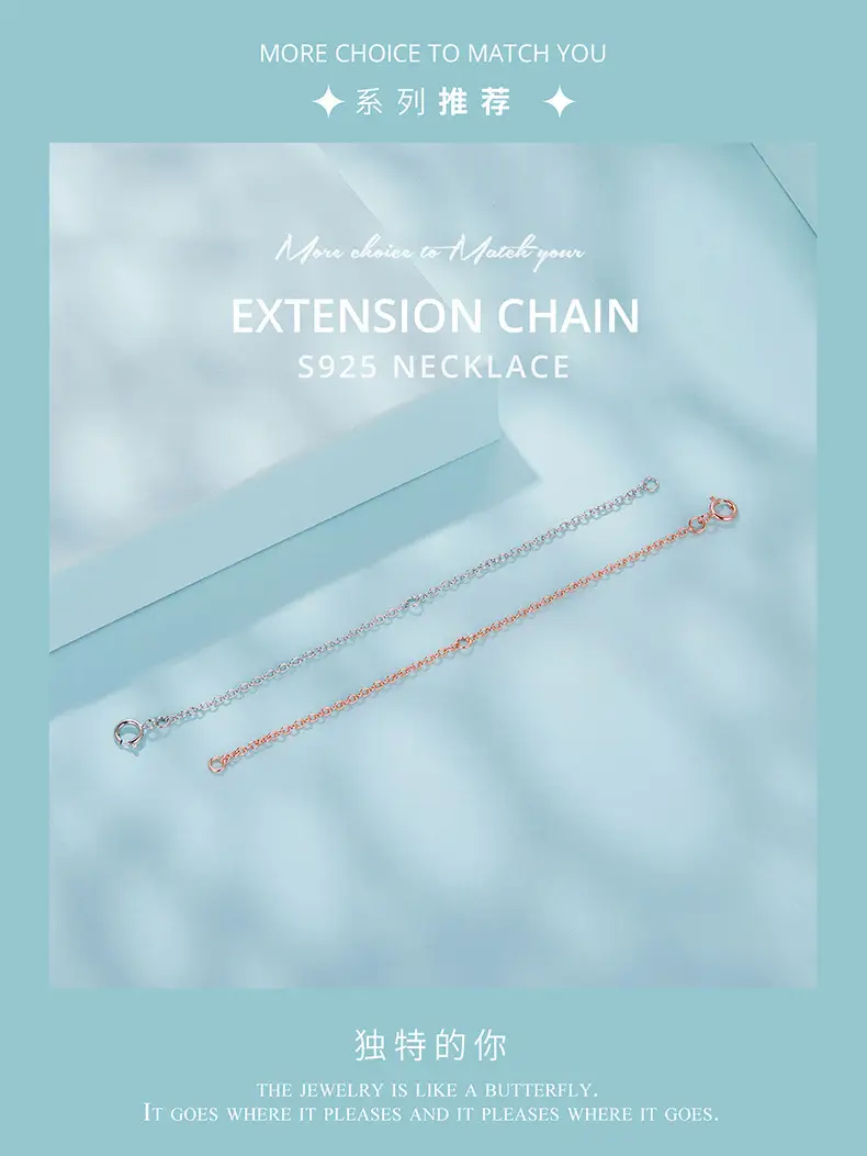 Evelle Sterling Silver Necklace Extension Chain 6cm 10cm — feature 9