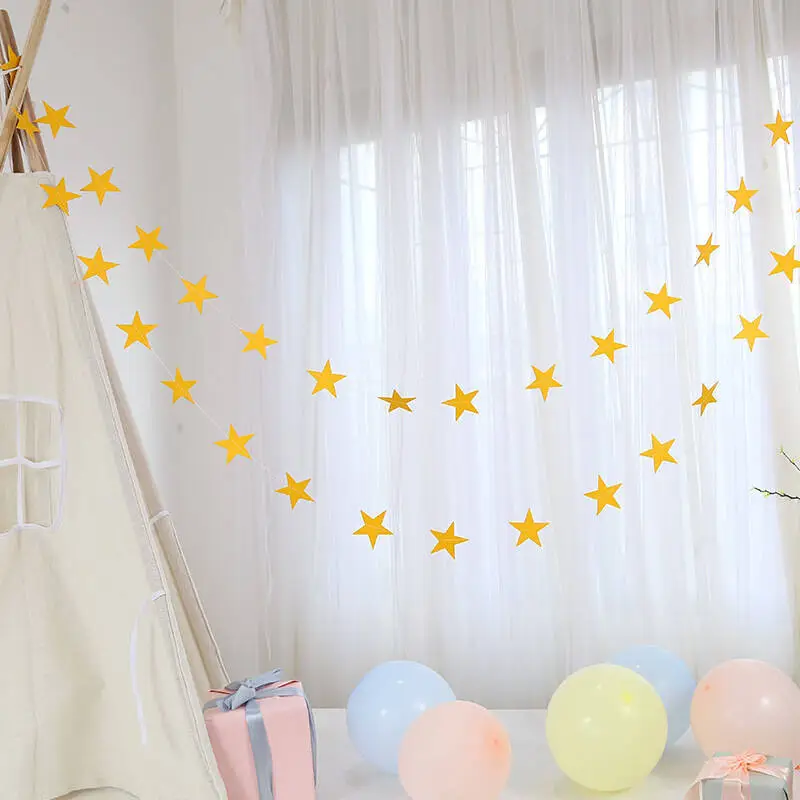 Five-Pointed Star Hair Ball String Decoration for Kids Room