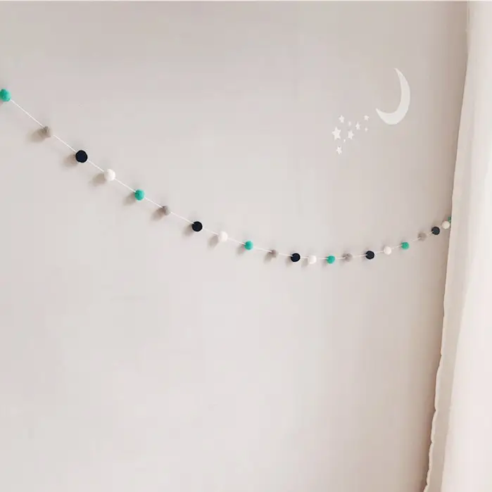 Five-Pointed Star Hair Ball String Decoration for Kids Room