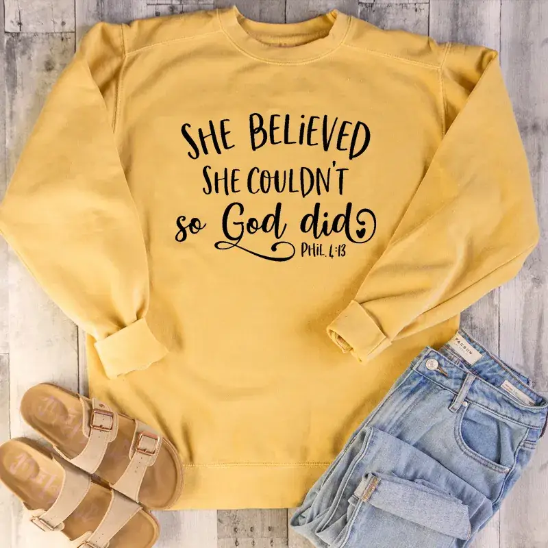 She Believed She Couldn't So God Sweatshirt Grey