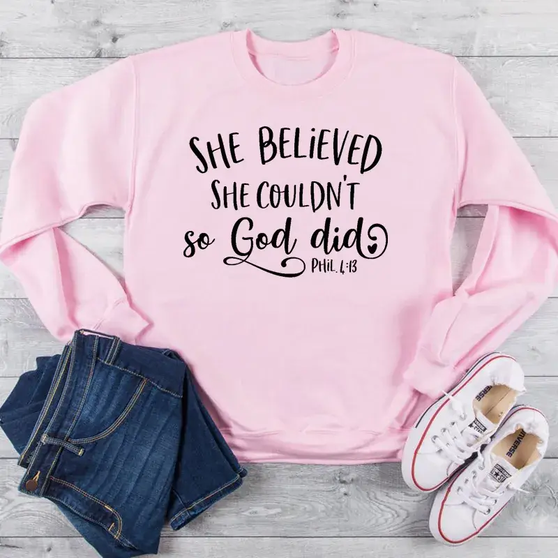 She Believed She Couldn't So God Sweatshirt Grey