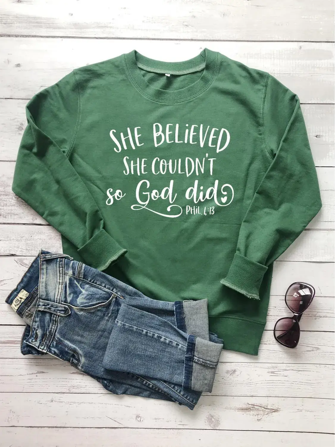 She Believed She Couldn't So God Sweatshirt Grey