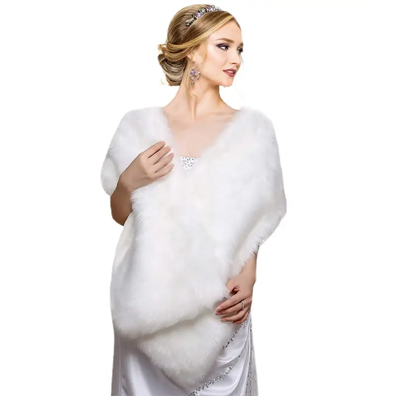 Red Fur Shawl for Bride Wedding Dress